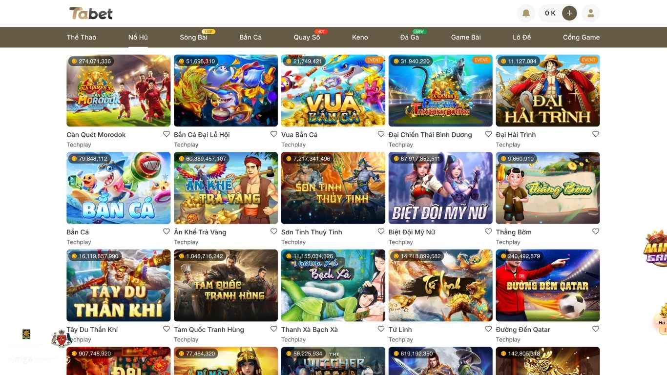 Dòng game nổ hũ Tabet gây ấn tượng nhất hiện nay