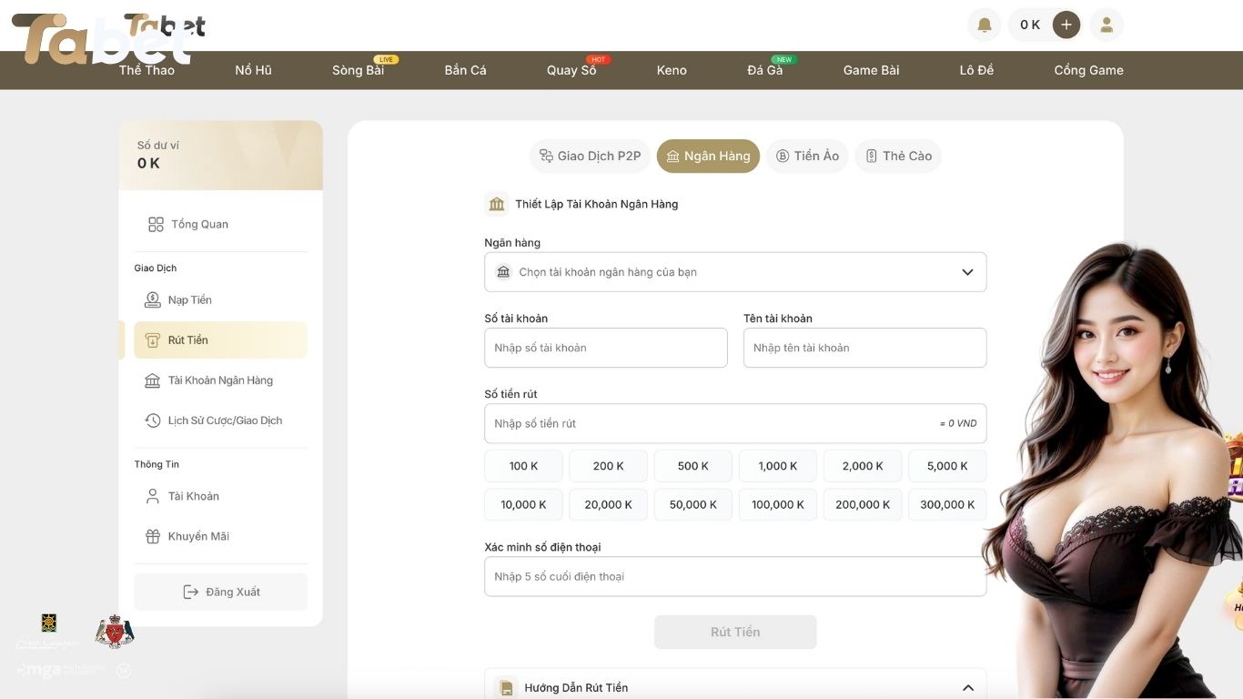 Rút tiền Tabet về ngân hàng Rút tiền Tabet về ngân hàng